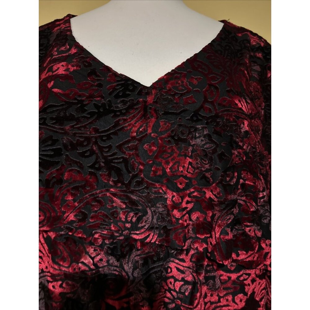 Dress Barn Floral Mesh Top Burnout Velvet Gothic Grunge Whimsigoth Y2K Sz 1X - Picture 5 of 12